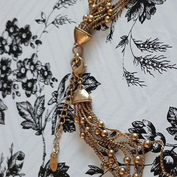 MONET Vintage Feminine Elegant Goldtone Mini Bead Multi-Strand Choker  Necklace - Picture 5 of 10